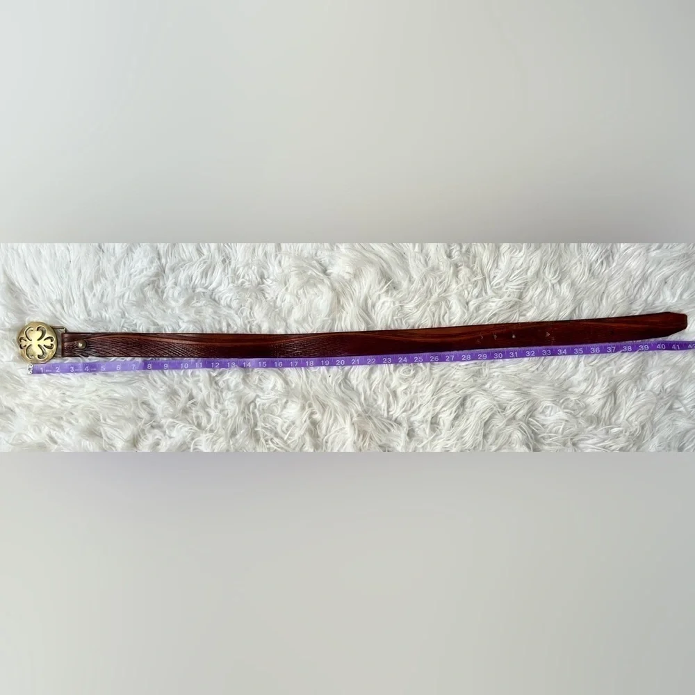 Vintage Solid Brass Four Leaf Clover Belt Unique Leather Design